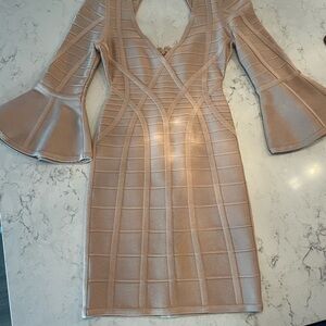Elegant Beige Bandage Dress